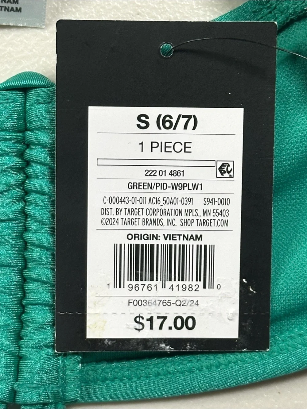 Art Class Girls One Piece Swimsuit Green Shimmer Halter Size S 6/7 NWT